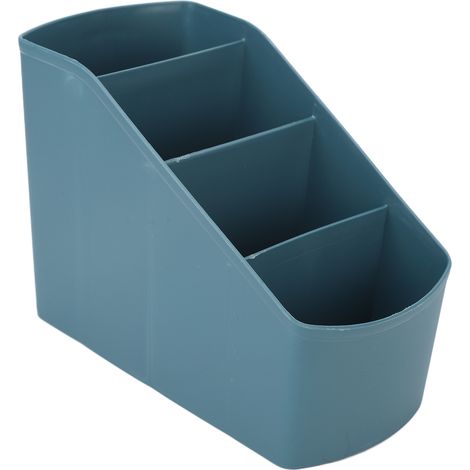 Organiseur de bureau bleu foncé en polypropylène durable à 4 compartiments, idéal pour ranger clés et accessoires cosmétiques. (1/5)