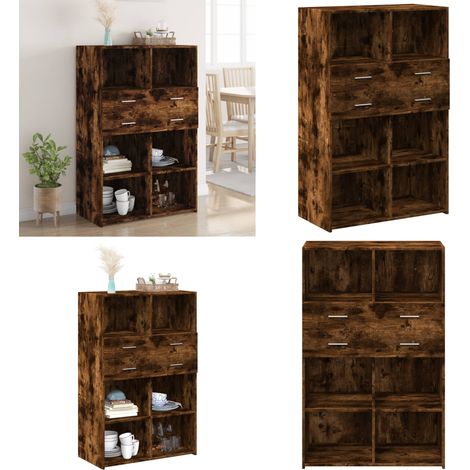 Highboard Räuchereiche 80x42,5x124 cm Holzwerkstoff - Sideboard - Hochschrank - Wohnraumgestaltung - Regal - Aufbewahrungslösung - Home & Living (1/5)