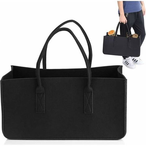 Log Holder Collapsible Basket Felt Bags Log Basket Log Basket Collapsible Wooden Bag Foldable Log Holder Storage Basket Felt Wood Pouch for Door (1/5)