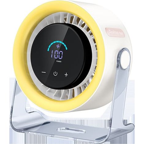 Ventilateur Turbo Portable avec Écran Digital, Mini Circulateur d'Air 100 Vitesses, Fixation Murale et Usage Bureau, Silencieux et Économe (1/4)