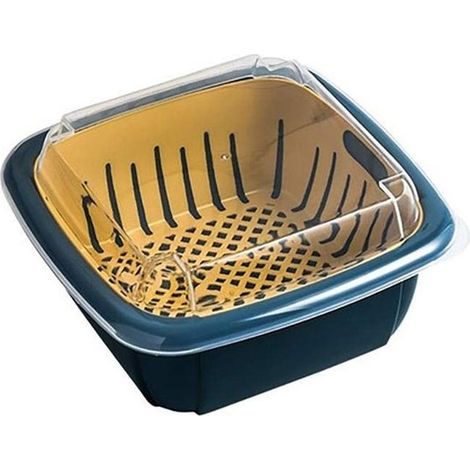 Store8，Juego de coladores y escurridores 3 en 1，Colador de cocina multifuncional，Azul，Recipientes de almacenamiento para frutas y verduras (1/5)