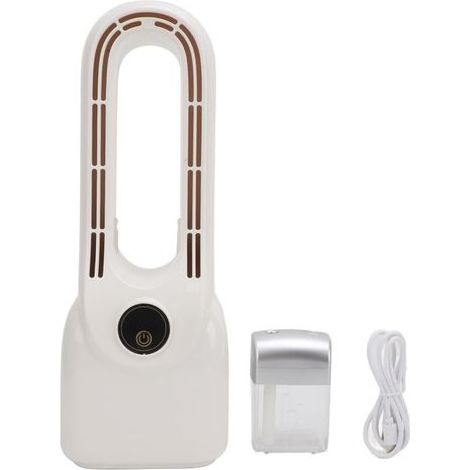 Ventilateur sans pales avec brumisateur intégré, 6 vitesses, silencieux, USB, avec lumières colorées, idéal pour la maison, la chambre ou le bureau. (1/5)