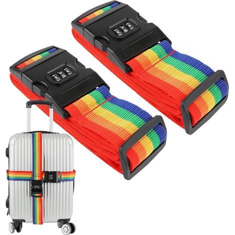 Lot de 2 Sangles pour Bagage Réglable, Sangle Valise Voyage avec Système de Verrouillage Sécurisé, Accessoire de Voyage Polyvalent pour Valise, Bagage à Main et Sac à Dos (1/5)