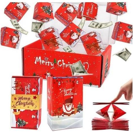 Muntra-Coffret Surprise de Noël – Cadeau Surprise Père Noël Rouge, contient 12 boîtes explosives pliables, un sac cadeau sapin de Noël à faire soi-même pour les enfants, un cadeau pour les fêtes d'ann (1/5)