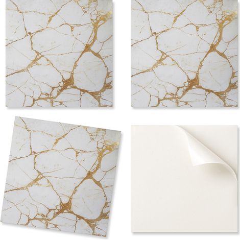 Baldosas decorativas autoadhesivas de vinilo para el pasillo. Elegante m谩rmol veteado. 20x20x20 cm.