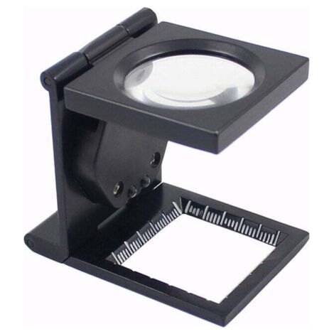Loupe compte-fils pliant pliable avec monture en métal peint en noir (1/4)