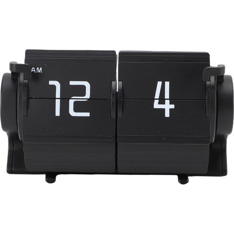 Retro mechanical digital desk alarm clock with automatic display, 12-hour format, black, for living room, office or study. (1/5)