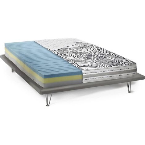 Dmora - Materasso singolo Dodogw, Materasso sfoderabile in Memory Foam e Waterfoam, 100% Made in Italy, Anti acaro e Anallergico, Cm 80x190h22