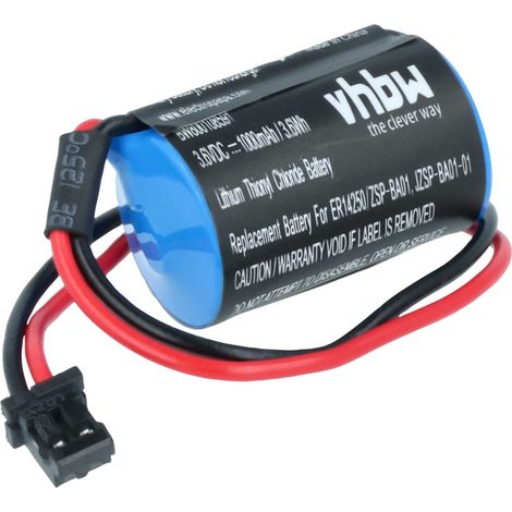 vhbw Batería no recargable reemplaza Omron JZSP-BA01, JZSP-BA01-01 para controlador de periférico (1.000 mAh, 3,6 V, Li-Ion)