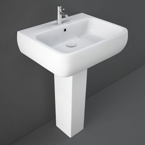 Lavandino con colonna 60x47 cm Rak serie Metropolitan in ceramica bianca lucida (1/2)