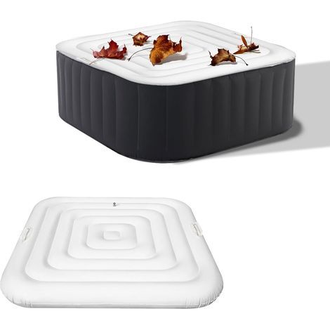 Spa Cover, 128cm Square, Thermal Insulating PVC, With Reinforced Handles, For Inflatable Hot Tub (1/5)