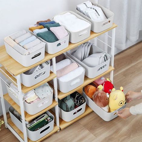 Boîte Rangement - Panier Rangement Plastique - Cuisine Salle De Bain Bureau - 22.5 x 15.5 x 10 cm - 6 Pièces (1/5)