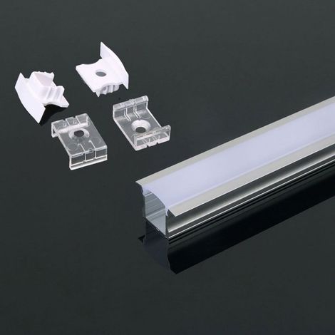 V-TAC Silbernes Aluminiumprofil für vertieften LED-Streifen (max. 12 mm), Satin, 2 m