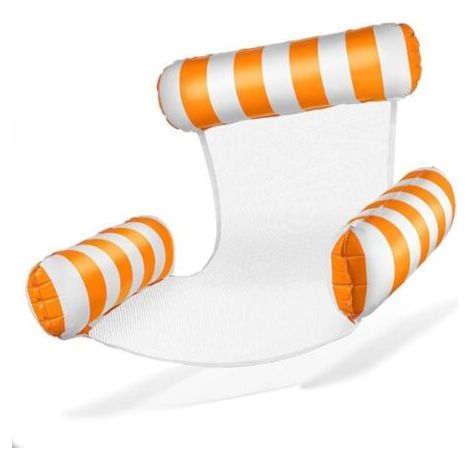 Coussin d'air pour piscine, fauteuil gonflable, chaise aquatique avec dossier et accoudoirs, siège de natation, chaise de natation gonflable, transat, transat aquatique (rayures orange)