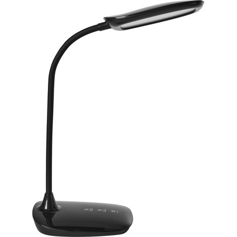 Lámpara de escritorio LED para oficina con brazo giratorio ajustable regulador de intensidad continuo negro Hydra
