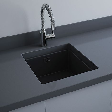 RAK Silvia Drop in Kitchen Sink 450mm L x 475mm W - Matt Black (1/3)