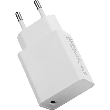 Chargeur USB-C PD 20W rapide pour iPhone 12/13/14, adaptateur mural universel, compact et blanc (1/5)