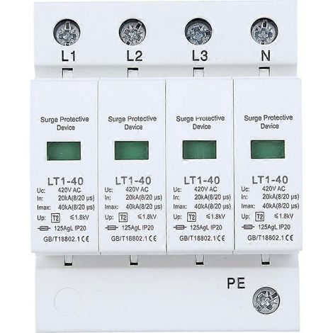 Dispositif de protection contre les surtensions modulaire anti-foudre White Arc Module 4P LT140 40ka (1/4)