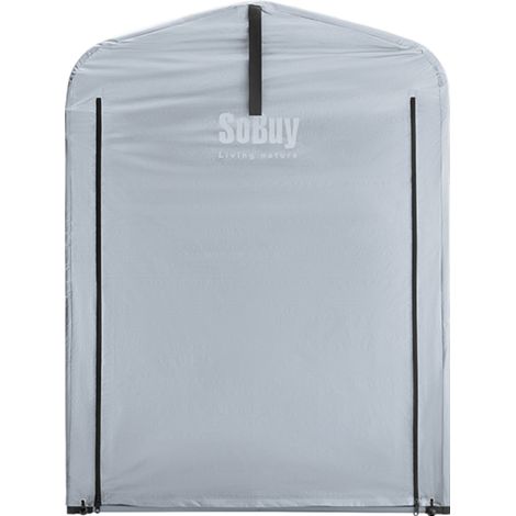 SoBuy Garden Shed, Outdoor Waterproof Garden Hut, Motorcycle Shelter with Hooks, Bike and Tool Garage, Bike Shed, Storage, Silver, 120x176x163 cm, KLS11-K