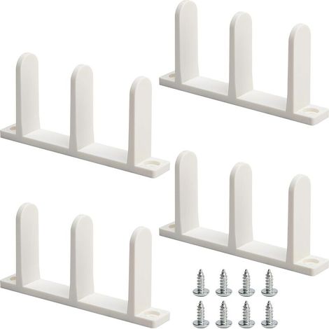 Set di 4 guide a pavimento per ante scorrevoli di armadi - Guide universali in ABS per ante scorrevoli di 3,5 cm di spessore - Guide a pavimento bianche per ante di armadi con viti (1/4)