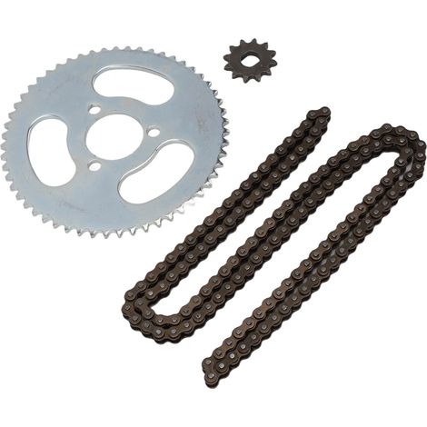 Kit chaîne 25H avec pignon arrière 55T et pignon avant 12T en acier, chaîne de transmission 146 maillons pour mini-moto/quad 47cc/49cc (1/5)