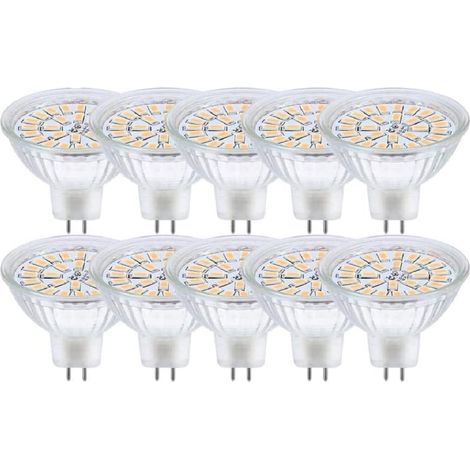 Ampoule LED GU5.3, MR16 LED 12V 3W Equivalent à 30W Lampe Halogène Blanc Chaud 3000K, Ampoules LED Spot Non Dimmable, Lot de 10 [Classe énergétique F] (1/5)