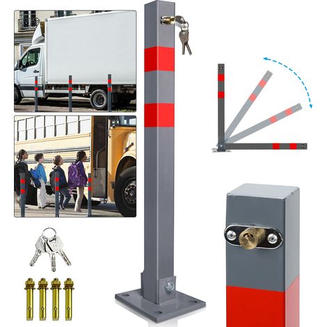 Randaco Poteau de barrage Barrière de parking Rabattable 66cm verrouillable inoxydable