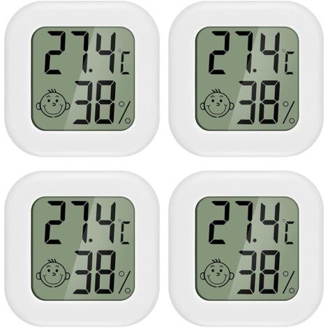 4 pièces Mini LCD Thermomètre Hygromètre Interieur Termometre Maison Convient pour Les Chambres D'enfants,Les Chambres de Personnes âgées etc (1/4)