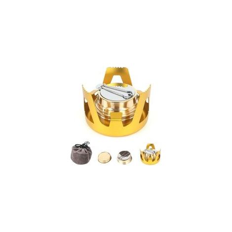 Mini brûleur réchaud à alcool portable en laiton/aluminium, camping, randonnée – (1/5)