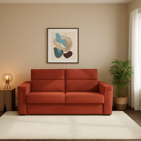 Schlafsofa 2-Sitzer Biscossi, Abziehbar, Stauraum Made in Italy, Klappmechanismus, 205x95 cm Orange (1/5)