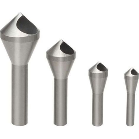 Set di 4 punte da trapano HSS per svasatura e sbavatura, ideali per forare metallo, legno e plastica.