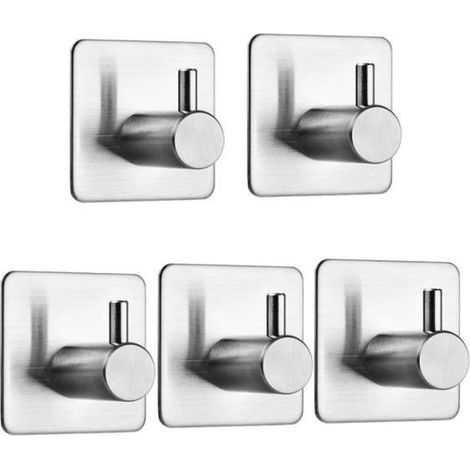 Ganci adesivi - Acciaio inossidabile - Confezione da 5 - Per riporre oggetti in casa - Stile moderno (1/4)
