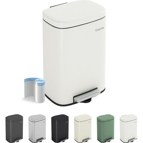 Pedal Kitchen Bin with Soft Close Lid, Step-On Trash Can with Inner Bucket 5L WHITE