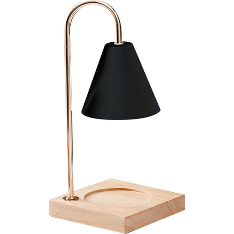 Lampe de chevet en bois avec interrupteur à bouton pour faire fondre la cire d'aromathérapie, sans fumée, pour créer une ambiance parfumée. (1/5)