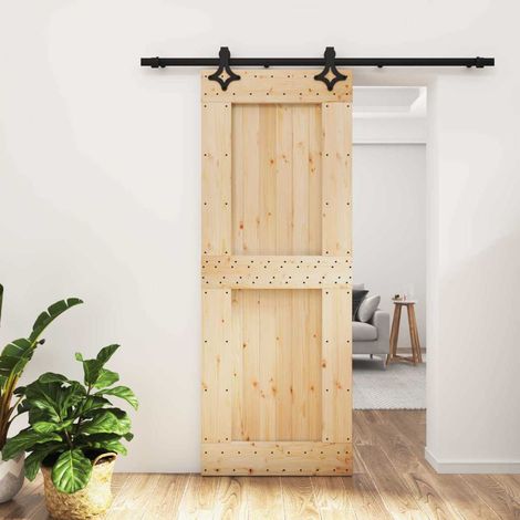 Teenpull – Schiebetür Natürlich und Schwarz 80 x 210 cm Massivkiefer (1/5)