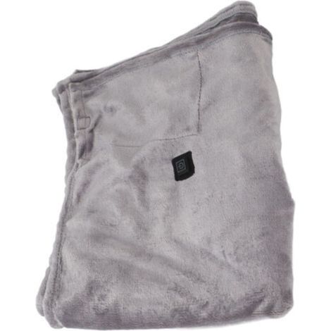 Lightweight USB heated blanket in coral flannel for winter, light grey