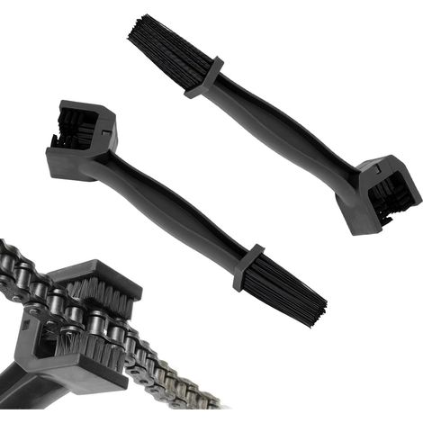 Lot de 2 brosses de nettoyage pour chaîne de moto, brosse à deux têtes, outil de nettoyage pour chaîne de vélo et de moto(noir) (1/5)