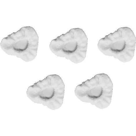 Lot de 5 petits bonnets triangulaires réutilisables en microfibre pour nettoyeurs vapeur Dupray, adaptés aux sols durs, carrelages et joints.