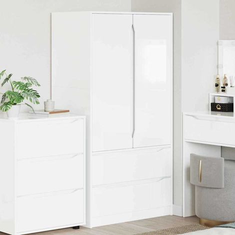 vidaXL Guardaroba con cassetto Bianco Lucido 79,5 x 49 x 156 cm
