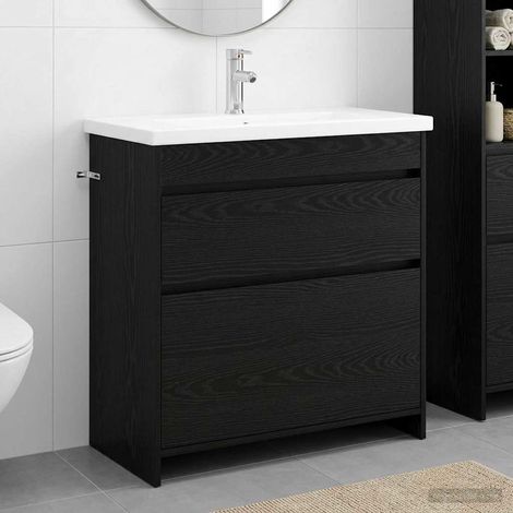 Juego de muebles de baño Roble Negro 81 x 40 x 84,5 cm