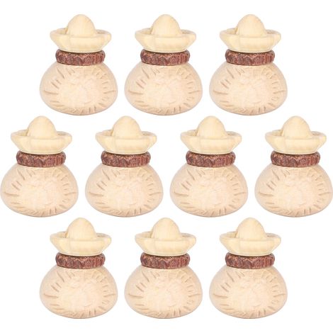 10Pcs Boxwood Carving Accessories Lucky Bag Boxwood Pendant DIY Hand‑Made Supplies (1/5)