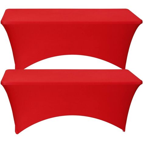 Lot de 2 nappes extensibles rouges 183cm pour tables rectangulaires, banquets, tables de massage
