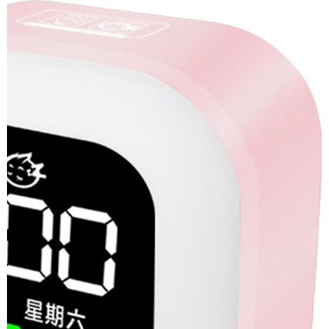 Réveil miroir LED, rechargeable par USB, veilleuse de chevet pour enfants/étudiants, horloge électronique, réveil intelligent, rose. (1/5)
