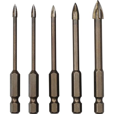 Lot de 5 Triangle Foret Set. Forets pour Carrelage en Carbur. Outil de Forage Universel Efficace pour Verre. Carrelage. Béton. Marbre et Céramique(3/4/5/6/8mm) (1/5)