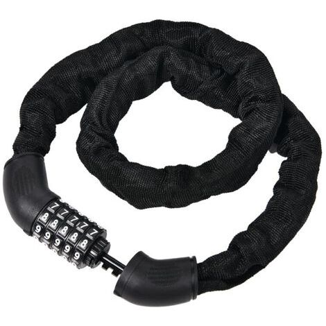 Chaîne Antivol Vélo à Code, Cadenas à Vélo Chaînes Antivol avec 5 Chiffres Mot de Passe pour vélo, Moto, Porte,  90 cm, Noir