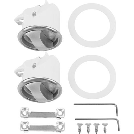 Serrure de porte Mobile de toilette, 2 ensembles, ouverture de trou de 43mm de diamètre, Kit coulissant élégant pour épaisseur de 15 à 18mm, blanc (1/5)