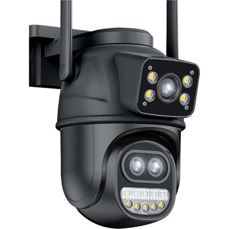 Caméra de sécurité à Domicile Caméra IP HD 6K 12MP à Trois objectifs, Zoom 8X, caméra de sécurité extérieure, détection de Mouvement, CCTV, caméras de Surveillance 360 °(8MP Add 32GB) (1/5)