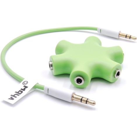 vhbw Multi Audio Splitter 5-Way AUX Headphone Splitter green for Headphones, Speakers, Devices with 3.5mm Audio Interface (1/2)
