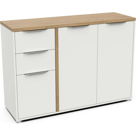 Aparador Salón Acces 3P Roble Hamilton y Blanco Mate 122 cm (1/5)