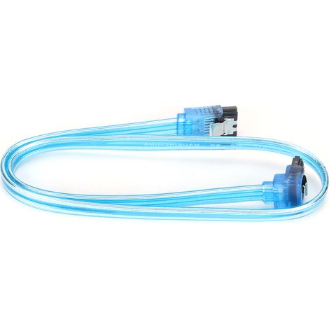Câble SATA 3.0 Bleu Transparent pour Disque Dur SSD, Double Connectique (Droit et Coudé) pour Transfert de Données PC (1/5)